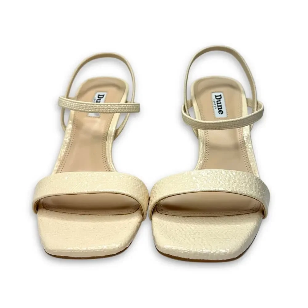 Dune London Methodical Ankle Strap Sandal 40 US 10 Ecru Neutral Reptile Heels
